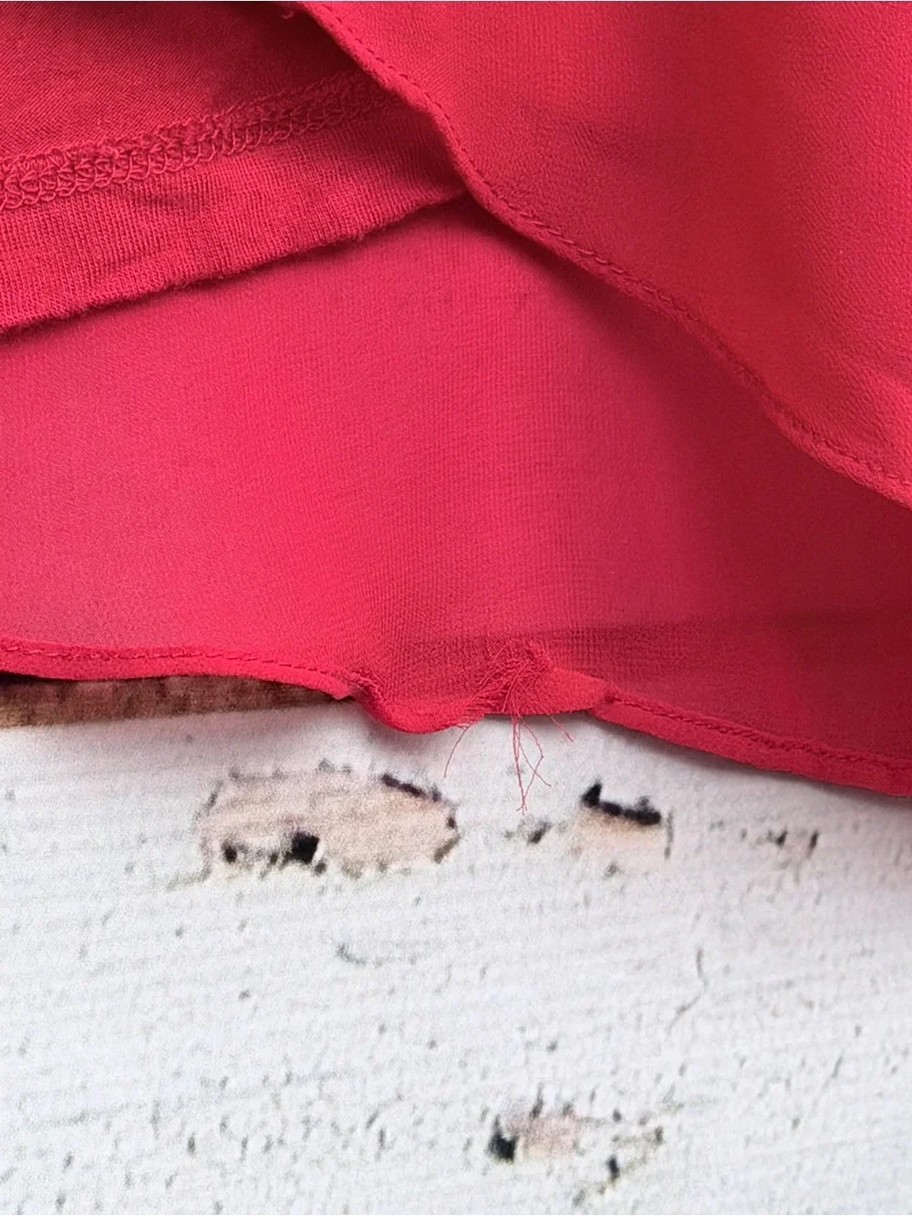 Iz Byer Coral-Red Layered Asymmetrical Chiffon Top - Picture 4 of 5